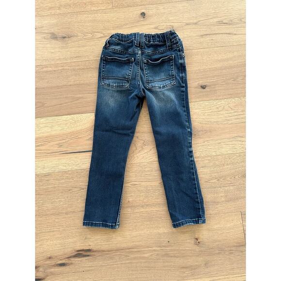 Cat and Jack Boys Dark Wash Adjustable Waist Denim Distressed Skinny Jeans Sz 6 - Picture 3 of 9